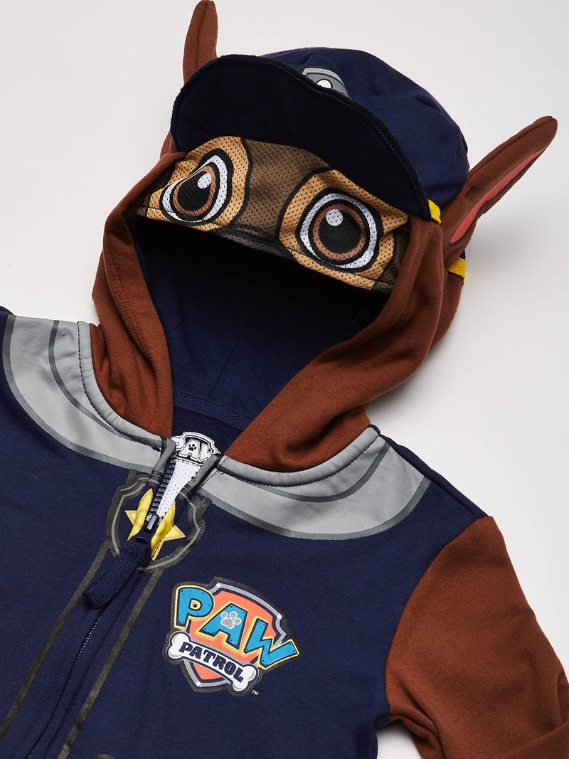 Paw Patrol Little Boys' Paw Patrol Chase Toddler Costume Hoodie, Navy, 3T - Image 2